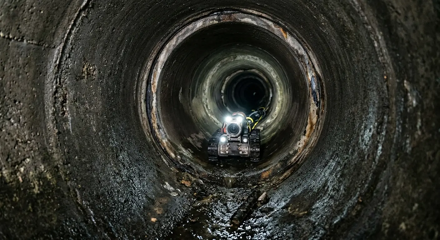 Robotic sewer camera inspecting pipe interior for Drain Snake Service in Haysville